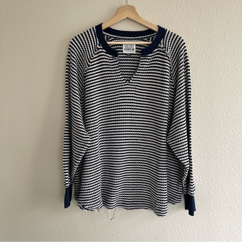 American Eagle Big Hug Notch Neck Waffle Sweatshirt